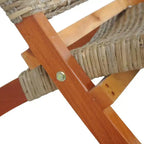 Sillón Accent para Camping, Ratán Kubu Natural y Madera Maciza de Caoba - Blanco