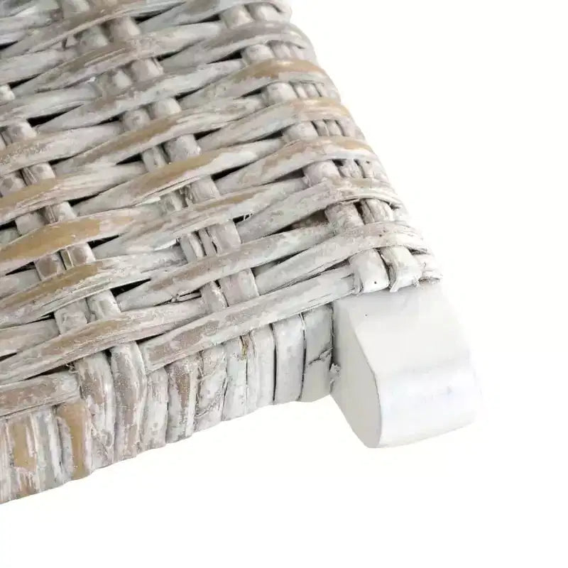 Sillón Accent para Camping, Ratán Kubu Natural y Madera Maciza de Caoba - Blanco