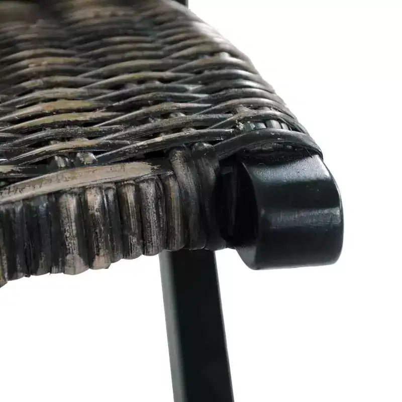 Sillón Accent para Camping, Ratán Kubu Natural y Madera Maciza de Caoba - Blanco