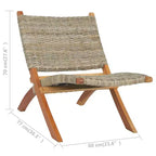 Sillón Accent para Camping, Ratán Kubu Natural y Madera Maciza de Caoba - Blanco