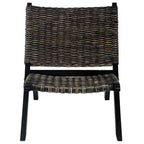 Sillón Accent para Camping, Ratán Kubu Natural y Madera Maciza de Caoba - Blanco