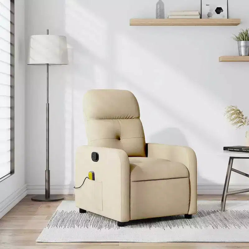 Sillón Reclinable de Masaje, Tapicería de Tela Negra con Asiento y Respaldo Acolchados