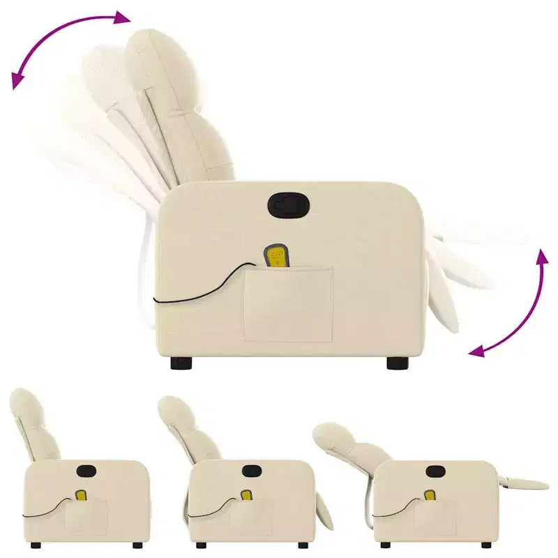 Sillón Reclinable de Masaje, Tapicería de Tela Negra con Asiento y Respaldo Acolchados