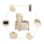 Sillón Reclinable de Masaje, Tapicería de Tela Negra con Asiento y Respaldo Acolchados