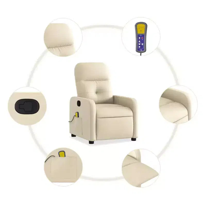 Sillón Reclinable de Masaje, Tapicería de Tela Negra con Asiento y Respaldo Acolchados