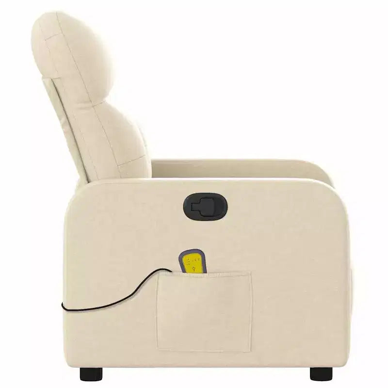 Sillón Reclinable de Masaje, Tapicería de Tela Negra con Asiento y Respaldo Acolchados