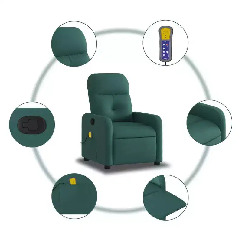 Sillón Reclinable de Masaje, Tapicería de Tela Negra con Asiento y Respaldo Acolchados
