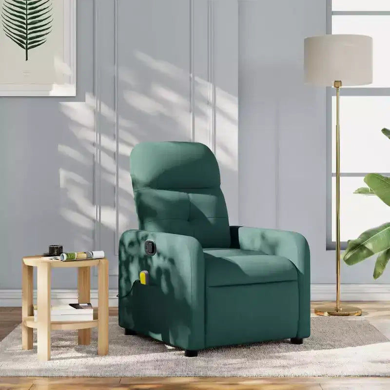 Sillón Reclinable de Masaje, Tapicería de Tela Negra con Asiento y Respaldo Acolchados