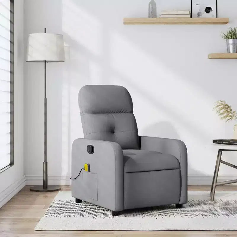 Sillón Reclinable de Masaje, Tapicería de Tela Negra con Asiento y Respaldo Acolchados