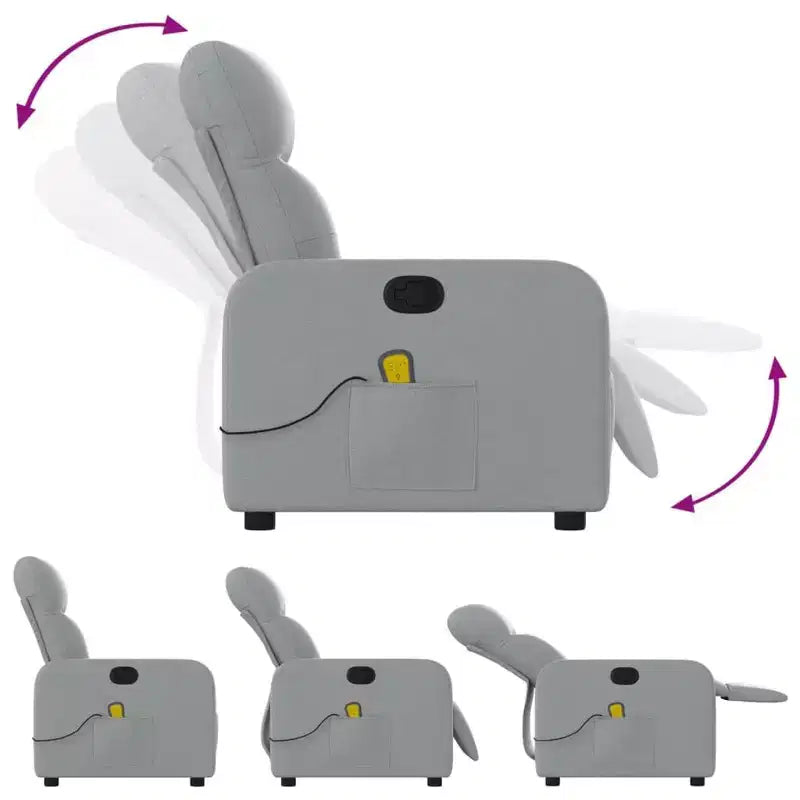 Sillón Reclinable de Masaje, Tapicería de Tela Negra con Asiento y Respaldo Acolchados