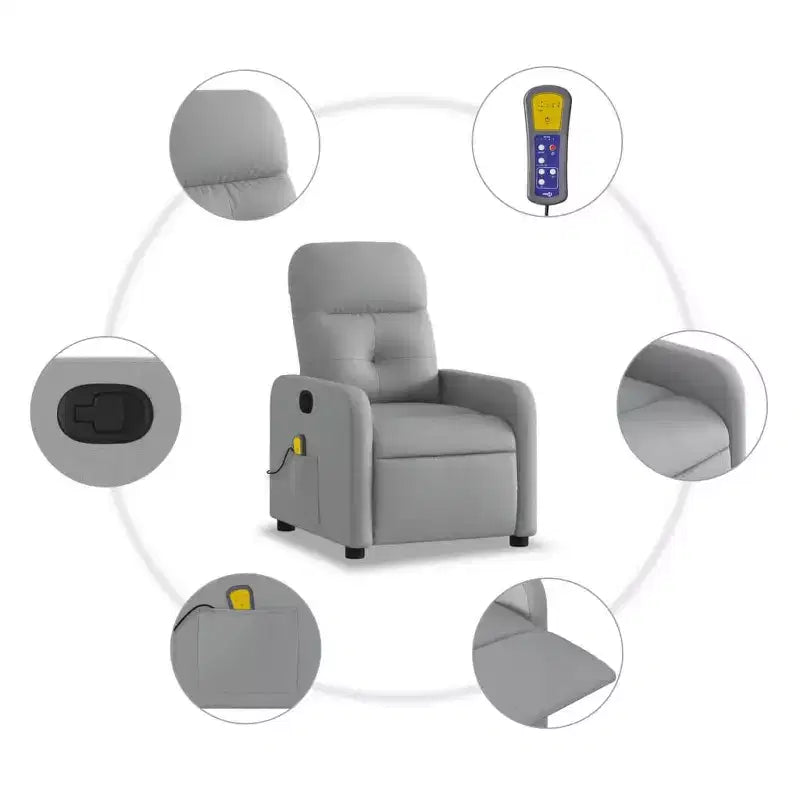 Sillón Reclinable de Masaje, Tapicería de Tela Negra con Asiento y Respaldo Acolchados