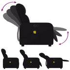 Sillón Reclinable de Masaje, Tapicería de Tela Negra con Asiento y Respaldo Acolchados