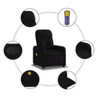 Sillón Reclinable de Masaje, Tapicería de Tela Negra con Asiento y Respaldo Acolchados