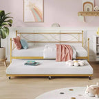 Cama nido doble de metal con colchón adicional, estructura resistente, ruedas con freno y listones de metal. Ideal para dormitorio, habitación de invitados o sala de estar.