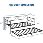 Cama nido doble de metal con colchón adicional, estructura resistente, ruedas con freno y listones de metal. Ideal para dormitorio, habitación de invitados o sala de estar.