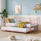 Cama nido doble de metal con colchón adicional, estructura resistente, ruedas con freno y listones de metal. Ideal para dormitorio, habitación de invitados o sala de estar.