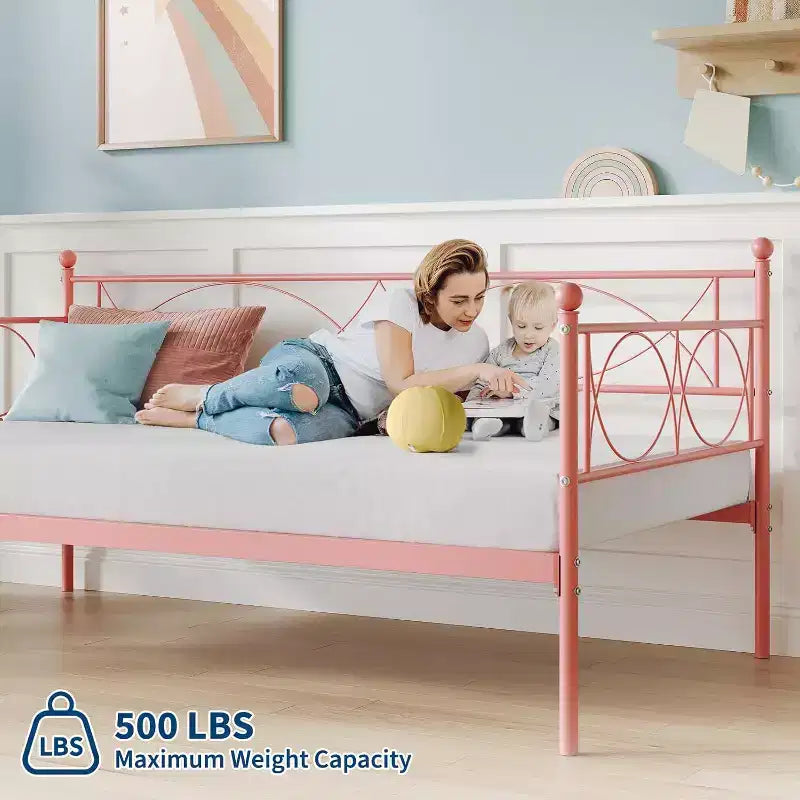 Cama nido doble de metal con colchón adicional, estructura resistente, ruedas con freno y listones de metal. Ideal para dormitorio, habitación de invitados o sala de estar.