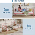Cama nido doble de metal con colchón adicional, estructura resistente, ruedas con freno y listones de metal. Ideal para dormitorio, habitación de invitados o sala de estar.