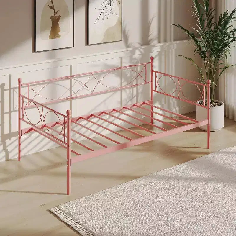 Cama nido doble de metal con colchón adicional, estructura resistente, ruedas con freno y listones de metal. Ideal para dormitorio, habitación de invitados o sala de estar.