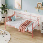 Cama nido doble de metal con colchón adicional, estructura resistente, ruedas con freno y listones de metal. Ideal para dormitorio, habitación de invitados o sala de estar.