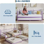 Cama nido doble de metal con colchón adicional, estructura resistente, ruedas con freno y listones de metal. Ideal para dormitorio, habitación de invitados o sala de estar.