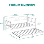 Cama nido doble de metal con colchón adicional, estructura resistente, ruedas con freno y listones de metal. Ideal para dormitorio, habitación de invitados o sala de estar.