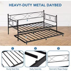 Cama nido doble de metal con colchón adicional, estructura resistente, ruedas con freno y listones de metal. Ideal para dormitorio, habitación de invitados o sala de estar.