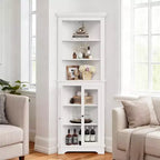 Corner Cabinet,65 Tall Modern Corner Bathroom Storage Cabinet with Glass Doors & Adjustable Shelves,5-Tier Display Cabinet,Home Space Saver