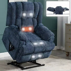 Sillones reclinables con doble motor, masaje térmico, posición infinita, hasta 158 kg, con elevación eléctrica.