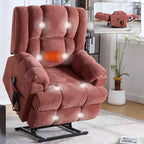 Sillones reclinables con doble motor, masaje térmico, posición infinita, hasta 158 kg, con elevación eléctrica.
