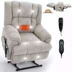 Dual Motor Heat Massage Recliners Infinite Position Up to 350 LBS Electric Power Lift Recliners