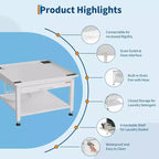 Pedestales anchos para lavadora y secadora de 24/27 pulgadas con estante extraíble, pedestal con patas antivibración ajustables, bandeja y manguera de drenaje, capacidad de 800 a 1000 libras