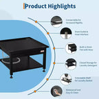 Pedestales anchos para lavadora y secadora de 24/27 pulgadas con estante extraíble, pedestal con patas antivibración ajustables, bandeja y manguera de drenaje, capacidad de 800 a 1000 libras