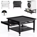 24/27 Wide Washer and Dryer Pedestals with Pullout-Shelf, Pedestal with Adjustable Anti-Vibration Pads, Drain Pan and Hose, 800 - 1000 lbs Capacity