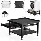 24/27 Wide Washer and Dryer Pedestals with Pullout-Shelf, Pedestal with Adjustable Anti-Vibration Pads, Drain Pan and Hose, 800 - 1000 lbs Capacity
