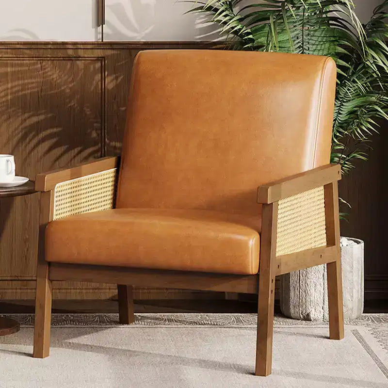 Sillón decorativo de ratán, sillas tapizadas para sala de estar con reposabrazos y patas de madera, sillón de lectura para dormitorio, solárium, recepción