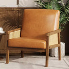 Sillón decorativo de ratán, sillas tapizadas para sala de estar con reposabrazos y patas de madera, sillón de lectura para dormitorio, solárium, recepción