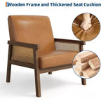 Sillón decorativo de ratán, sillas tapizadas para sala de estar con reposabrazos y patas de madera, sillón de lectura para dormitorio, solárium, recepción