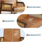 Sillón decorativo de ratán, sillas tapizadas para sala de estar con reposabrazos y patas de madera, sillón de lectura para dormitorio, solárium, recepción