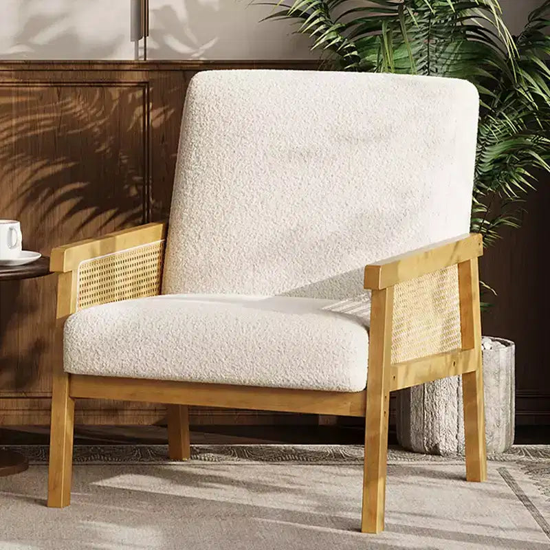 Sillón decorativo de ratán, sillas tapizadas para sala de estar con reposabrazos y patas de madera, sillón de lectura para dormitorio, solárium, recepción