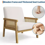Sillón decorativo de ratán, sillas tapizadas para sala de estar con reposabrazos y patas de madera, sillón de lectura para dormitorio, solárium, recepción