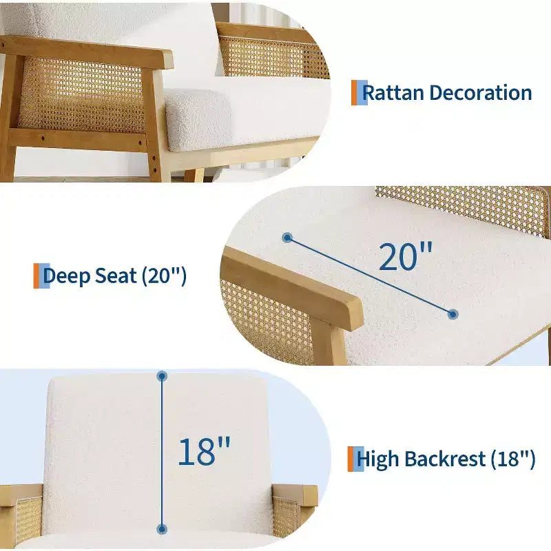 Sillón decorativo de ratán, sillas tapizadas para sala de estar con reposabrazos y patas de madera, sillón de lectura para dormitorio, solárium, recepción