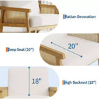 Sillón decorativo de ratán, sillas tapizadas para sala de estar con reposabrazos y patas de madera, sillón de lectura para dormitorio, solárium, recepción