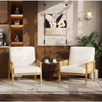 Sillón decorativo de ratán, sillas tapizadas para sala de estar con reposabrazos y patas de madera, sillón de lectura para dormitorio, solárium, recepción