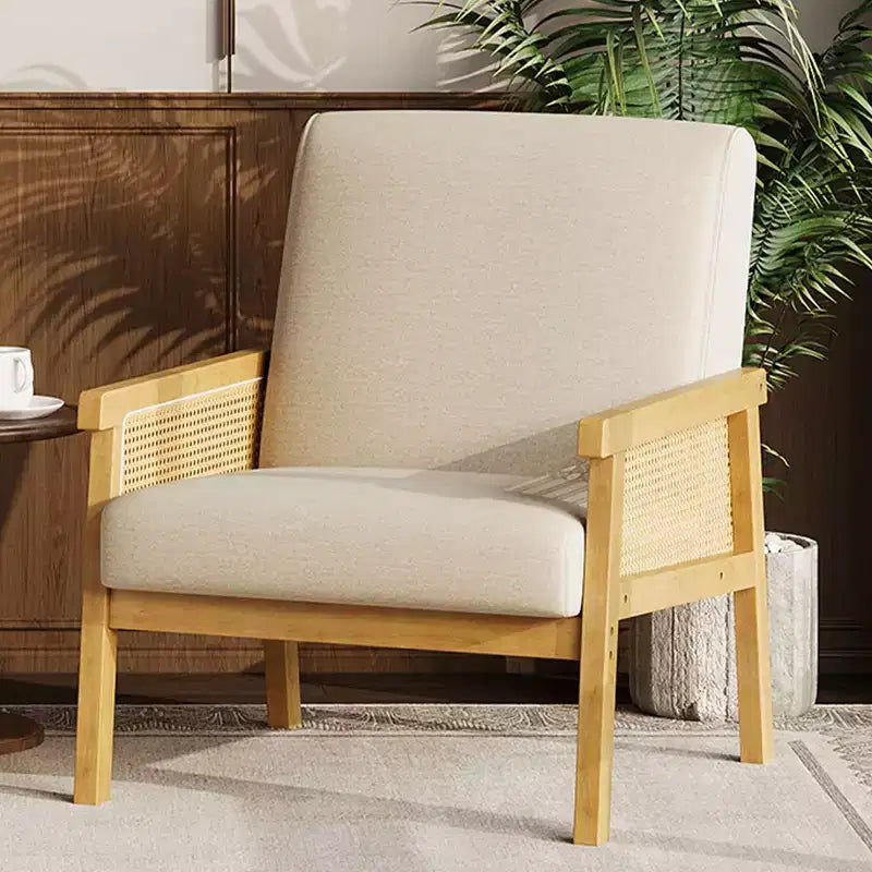 Sillón decorativo de ratán, sillas tapizadas para sala de estar con reposabrazos y patas de madera, sillón de lectura para dormitorio, solárium, recepción