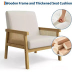 Sillón decorativo de ratán, sillas tapizadas para sala de estar con reposabrazos y patas de madera, sillón de lectura para dormitorio, solárium, recepción
