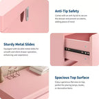 Cómoda moderna rosa de 6 cajones, cajonera ancha sin tiradores, organizador de almacenamiento doble de madera para dormitorio, sala de estar, entrada