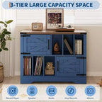Mueble grande de vinilos de 39 pulgadas, tocadiscos de madera estilo rústico con gabinete de almacenamiento y 2 puertas de granero para sala de estar o dormitorio, blanco