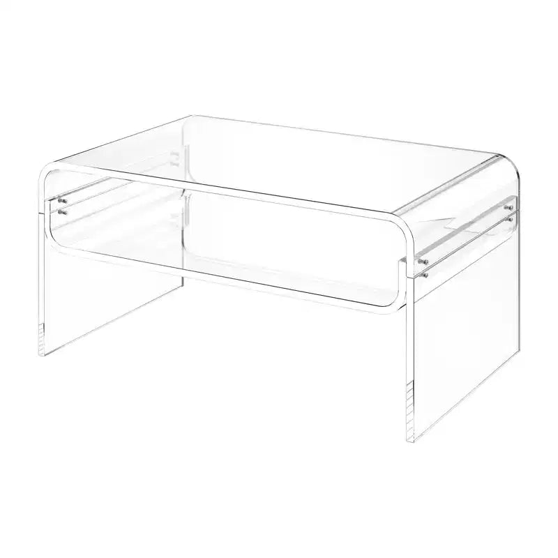 VEVOR Acrylic Coffee Table, 2 Tiers Center Table with Storage Shelf, Modern Rectangle Acrylic Coffee Desk,19.7 x 31.5 x 15 in, Clear