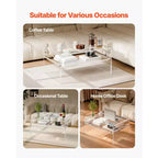 Mesa de Centro Acrílica de 2 Niveles con Estante de Almacenamiento, Escritorio de Café Moderno Rectangular Transparente, 50 x 80 x 38 cm